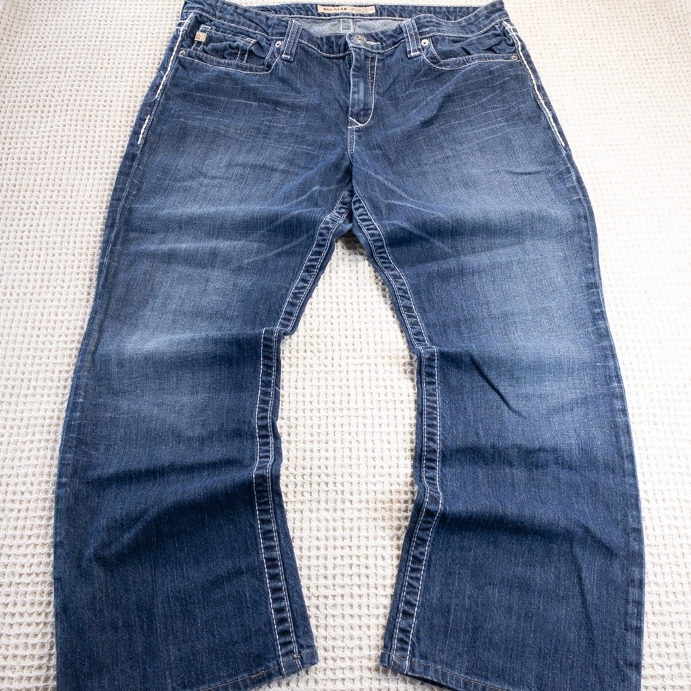 Big Star Maddie Boot Mid Rise Jeans 34R Dark Wash Contrast Stitch Bootcut